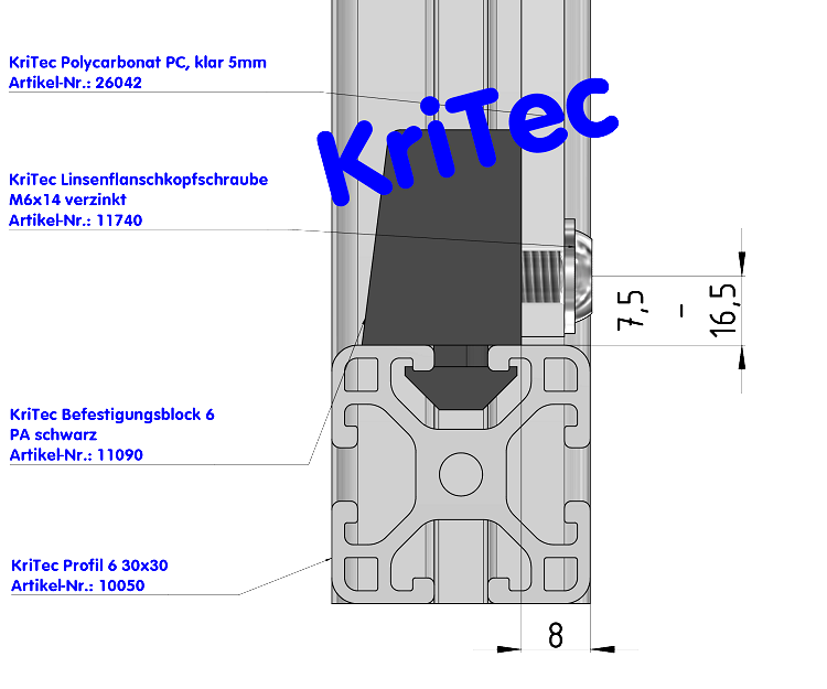 KriTec Befestigungsblock 6 PA schwarz