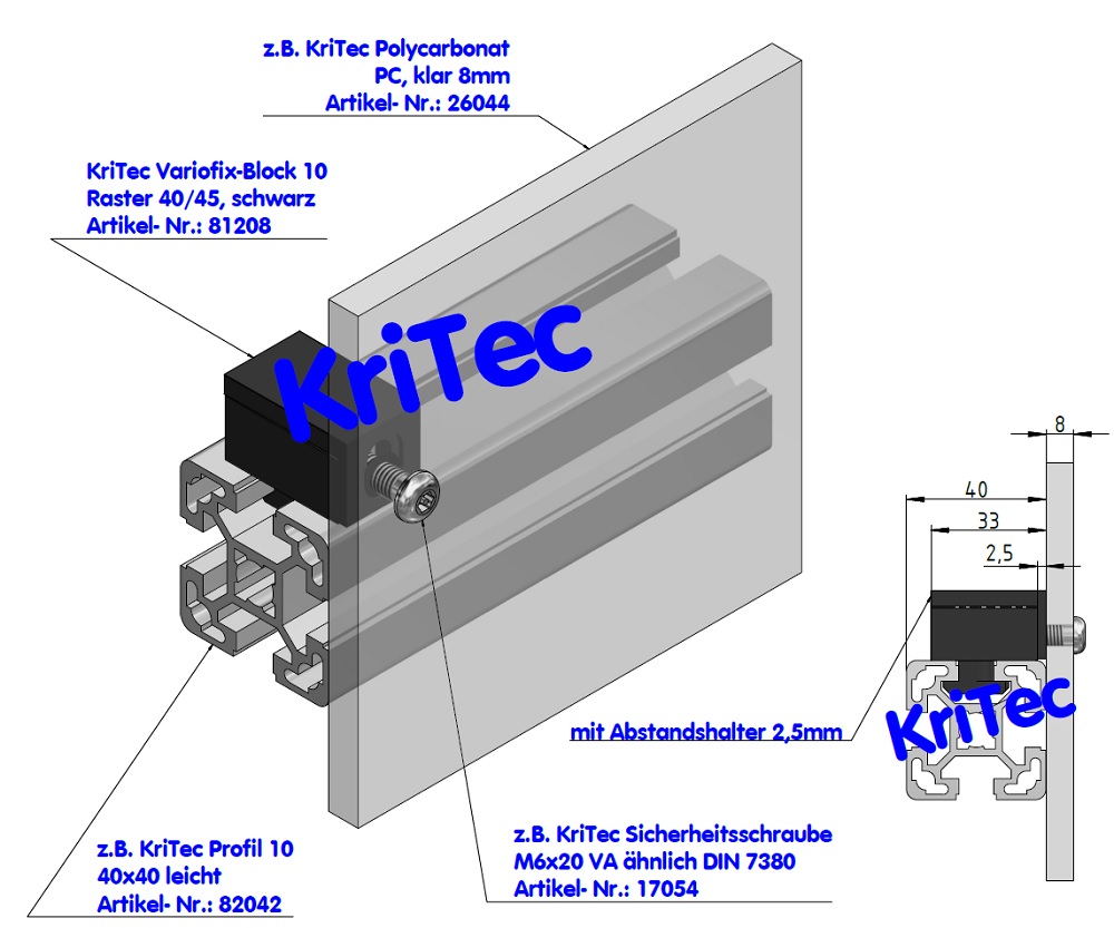 KriTec Variofix-Block 10 Raster 40/45, schwarz