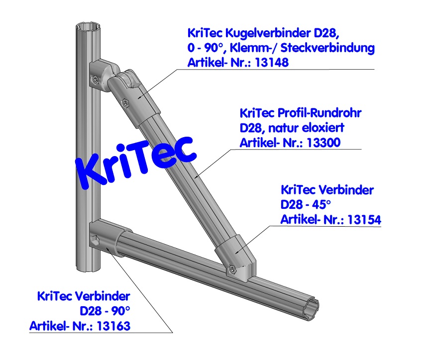 KriTec Profil-Rundrohr D28, natur eloxiert