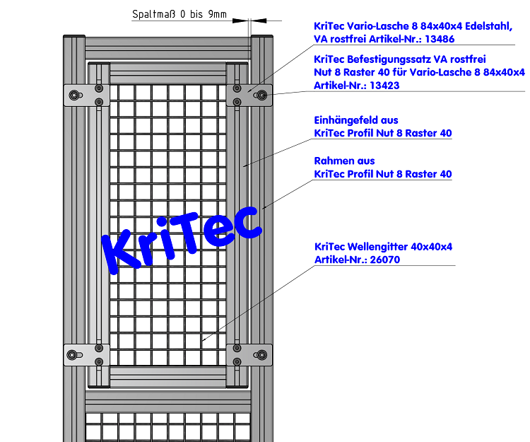KriTec Vario-Lasche 8 84x40x4 Edelstahl, VA rostfrei