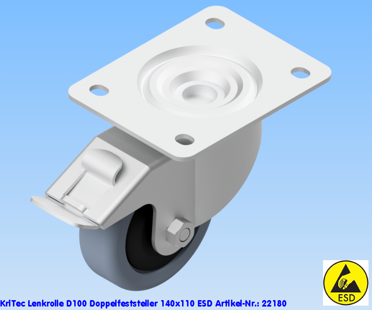 KriTec Lenkrolle D100 Doppelfeststeller 140x110 ESD