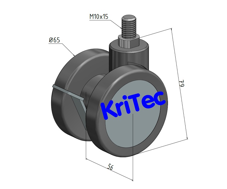 KriTec Lenkrolle D65 mit Doppelfeststellbremse - auch antistatisch
