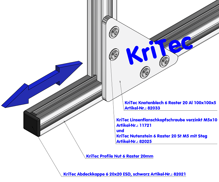 KriTec Knotenblech 6 Raster 20 Al 100x100x5