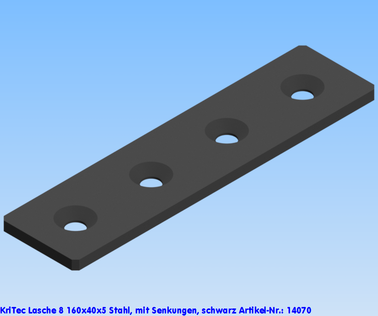 KriTec Lasche 8 160x40x5 Stahl, schwarz