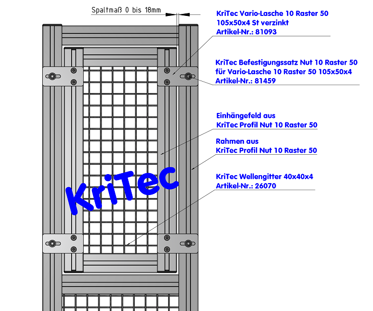 KriTec Vario-Lasche 10 Raster 50 105x50x4 St verzinkt