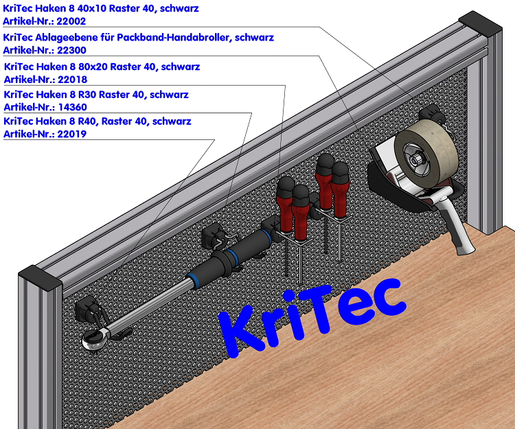 KriTec Ablageebene für Packband-Handabroller, schwarz