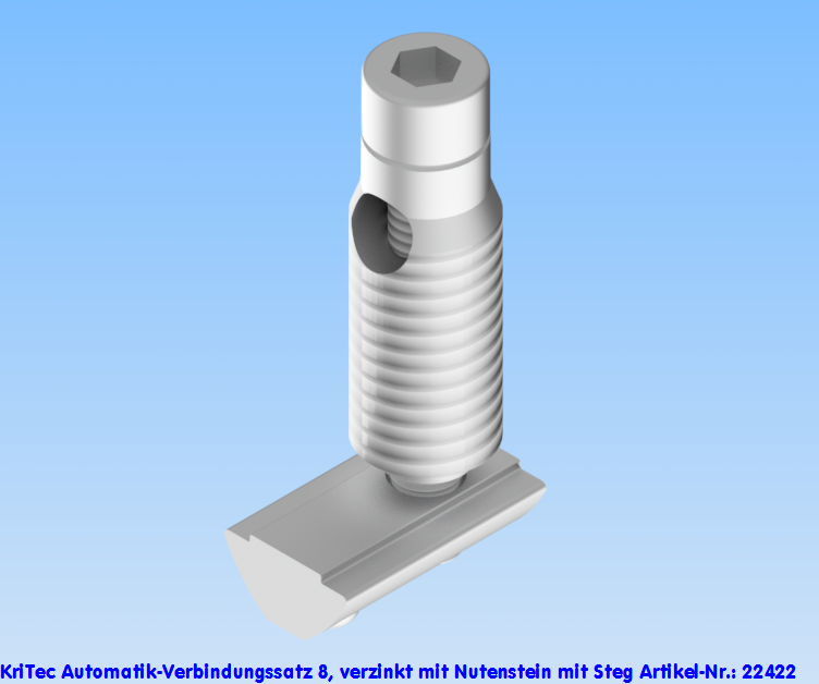 KriTec Automatik-Verbindungssatz 8 Raster 40, verzinkt mit Nutenstein mit Steg