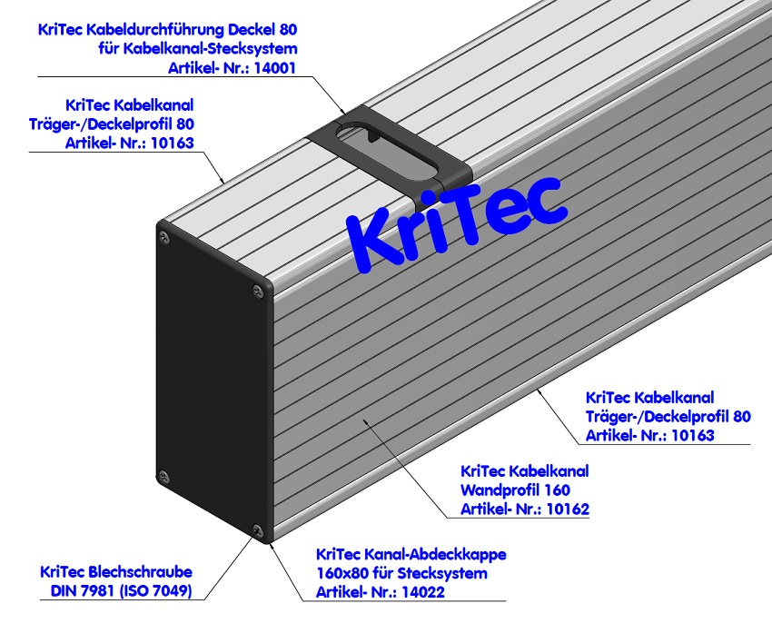KriTec Kabeldurchführung Deckel 80 für Kabelkanalstecksystem