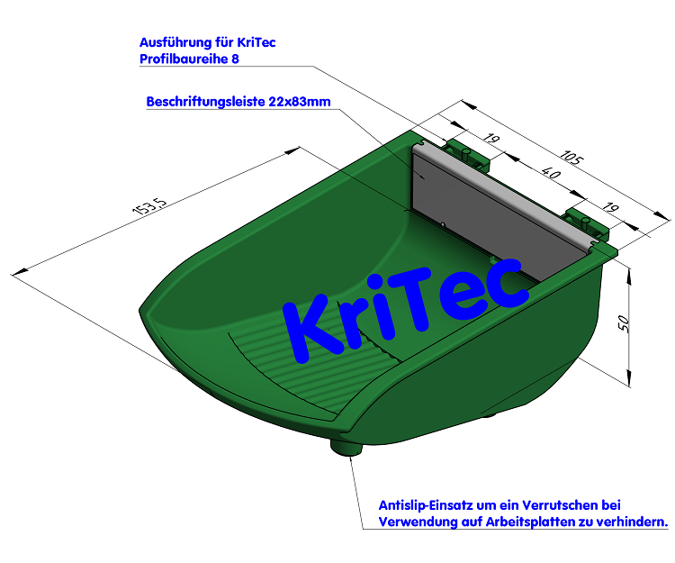 KriTec Greifschale 8 105x130x50 signalgrün ähnl. RAL 6032