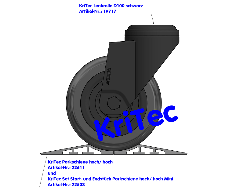KriTec Set Start- und Endstück Parkschiene hoch/ hoch Mini
