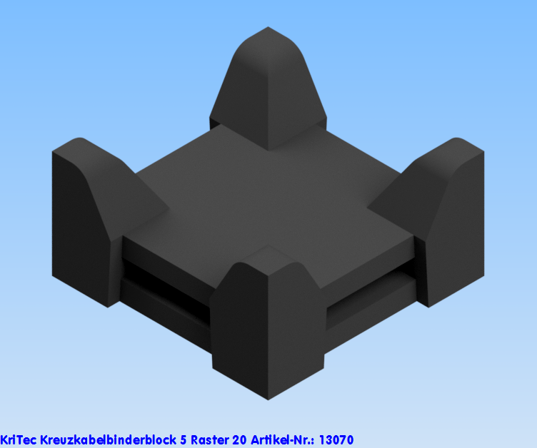KriTec Kreuzkabelbinderblock 5 Raster 20, schwarz
