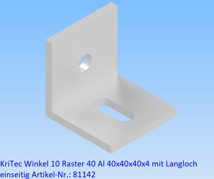 KriTec Winkel 10 Raster 40 Al 40x40x40x4 mit Langloch einseitig