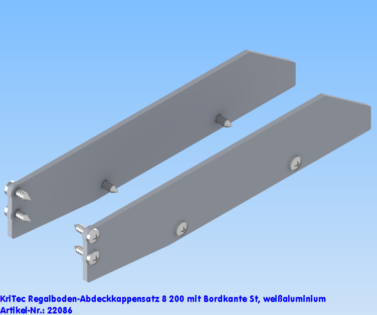 KriTec Regalboden-Abdeckkappensatz 8 200 mit Bordkante St, weißaluminium