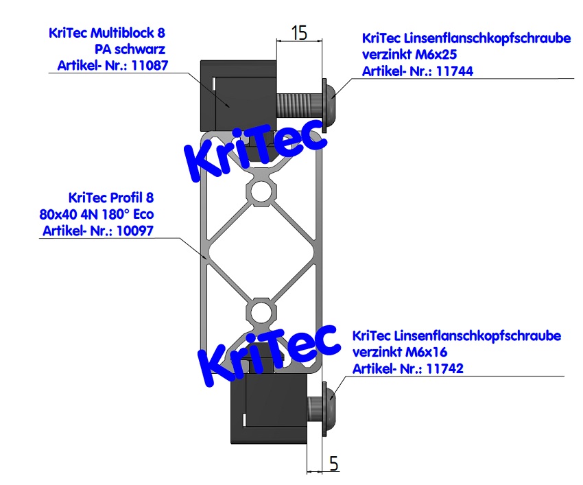 KriTec Multiblock 8 Raster 40 PA, schwarz