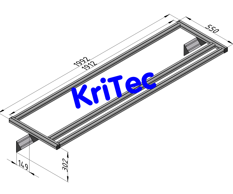 KriTec Leuchten- und Werkzeugausleger 3-fach, Breite = 2000mm