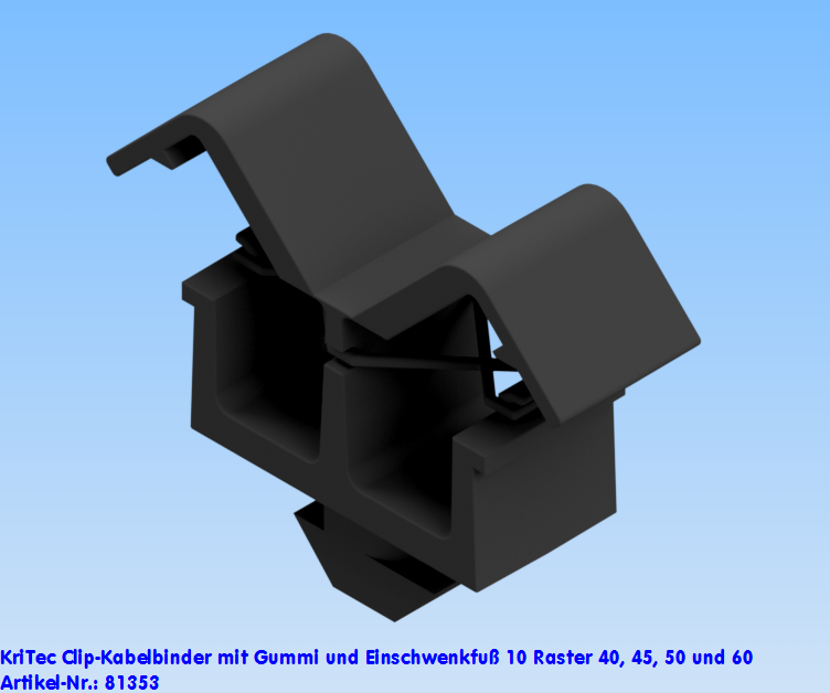 KriTec Clip-Kabelbinder mit Gummi und Einschwenkfuß 10 Raster 40, 45, 50 und 60