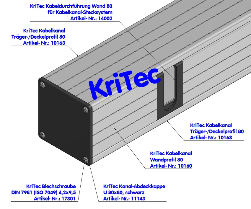 KriTec Kabelkanal-Träger/Deckelprofil 80
