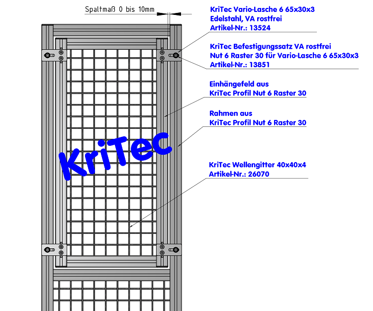 KriTec Vario-Lasche 6 65x30x3 Edelstahl, VA rostfrei