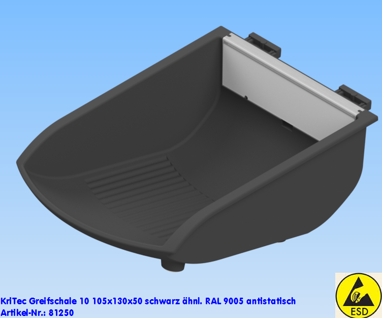KriTec Greifschale 10 105x130x50 schwarz ähnl. RAL 9005 antistatisch