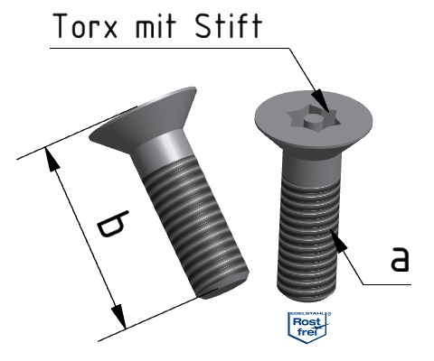 KriTec Senkkopf-Sicherheitsschrauben VA rostfrei ähnlich DIN 7991