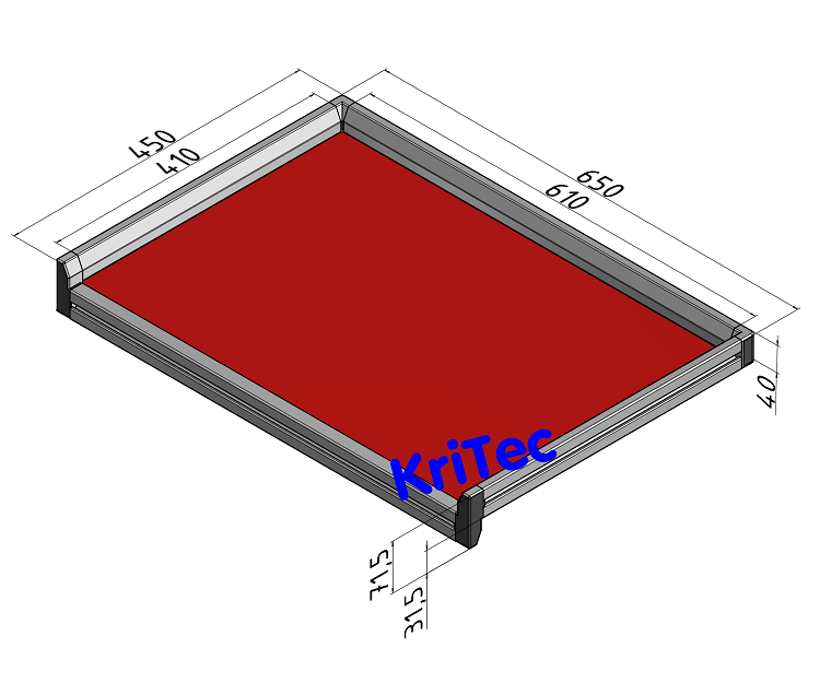 KriTec Tablett 6x4 ESD, Rand dreiseitig, Innenmaß 610x410mm, rot ähnl. RAL 3000