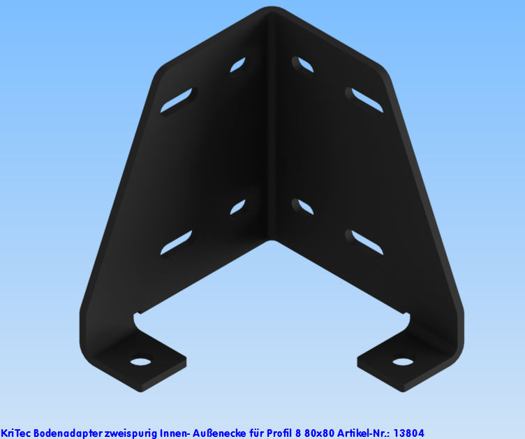 KriTec Bodenadapter zweispurig Innen-/ Außenecke für Profil 8 80x80, schwarz