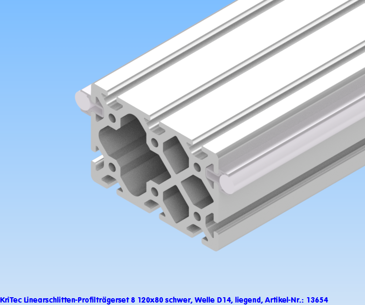 KriTec Linearschlitten-Profilträgerset 8 120x80 schwer, Welle D14, liegend