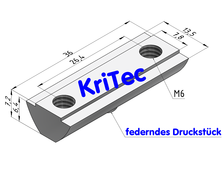 KriTec Doppelnutenstein 8 St 2x Gewinde M6 L=36mmmit Steg und Kugel