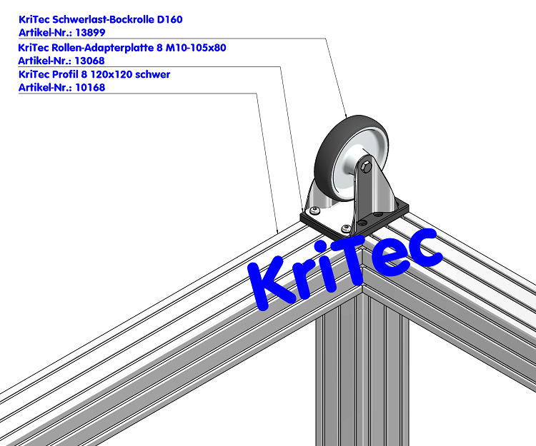 KriTec Schwerlast-Bockrolle D160
