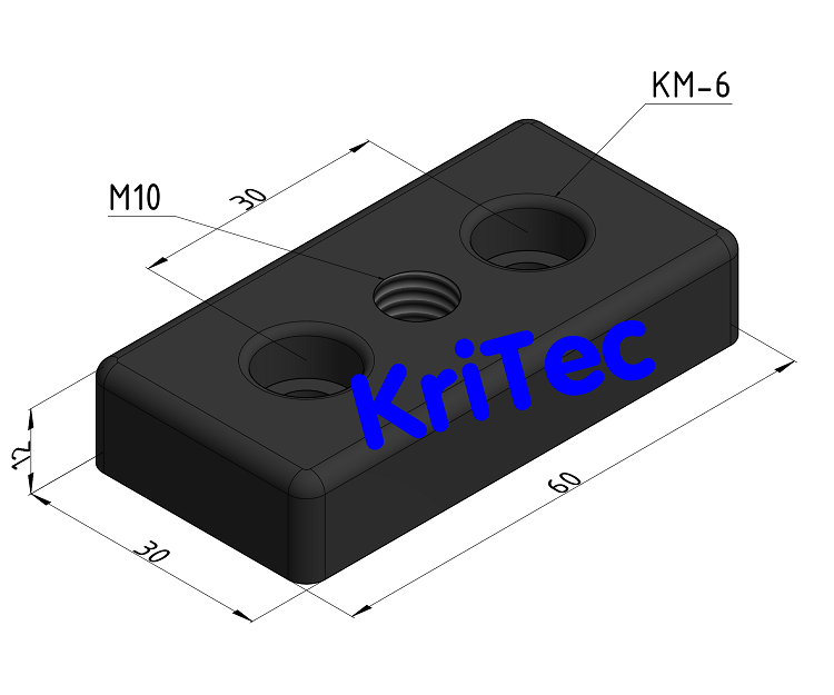 KriTec Transport- und Fußplatte 6 Zn 60x30x12 M10