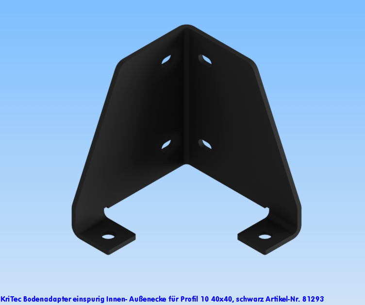 KriTec Bodenadapter einspurig Innen-/ Außenecke für Profil 10 40x40, schwarz