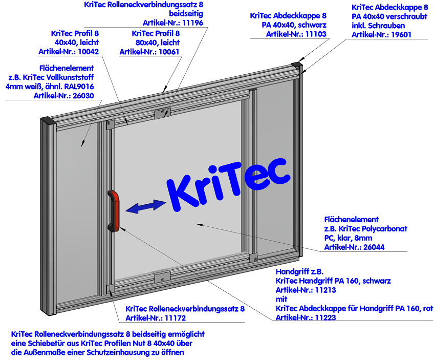 KriTec Rolleneckverbindungssatz 8 Raster 40 beidseitig