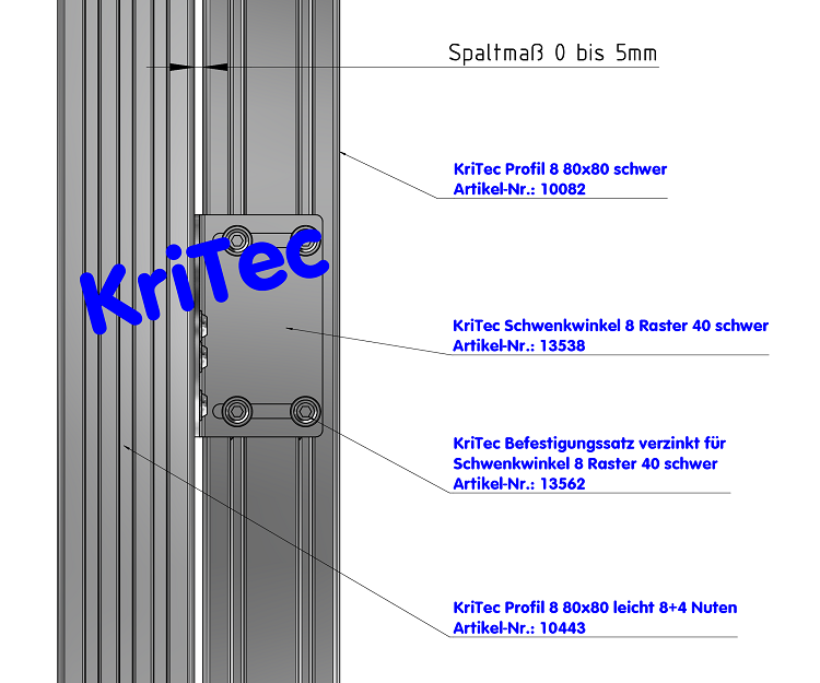 KriTec Schwenkwinkel 8 Raster 40 schwer