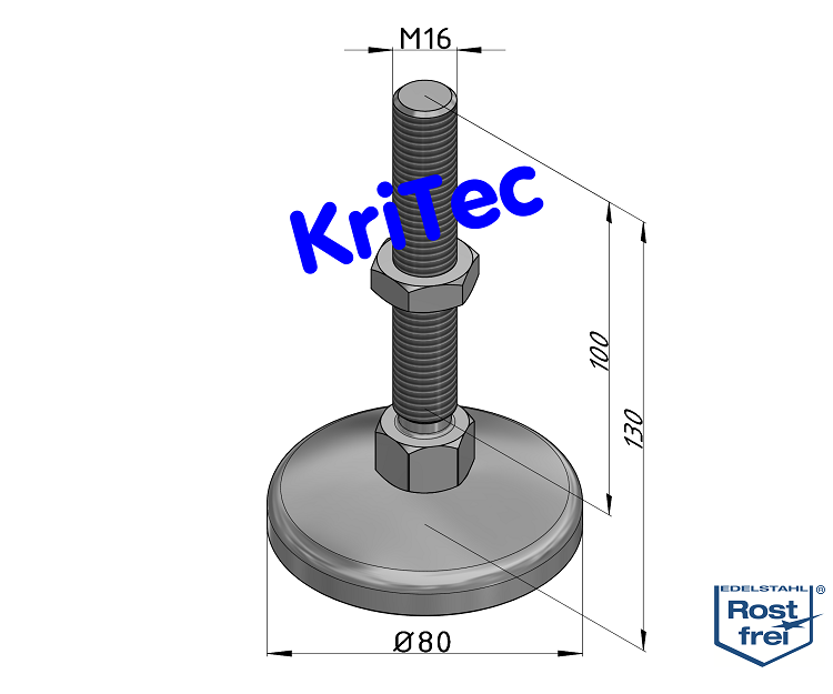 KriTec Stellfuß VA 80 M16x100 inkl. Kontermutter