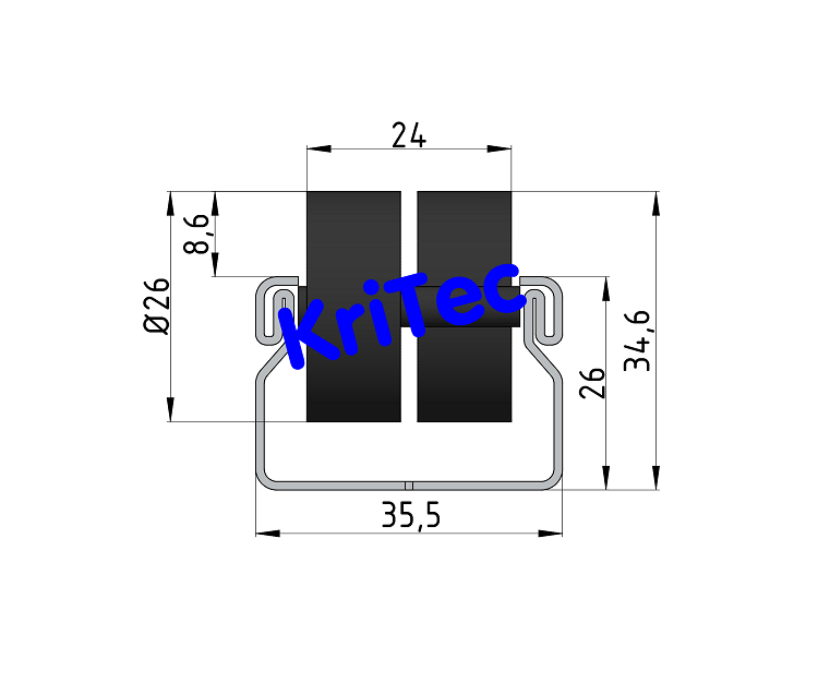 KriTec Rollenbahn St D28/2 ESD, schwarz ähnlich RAL 9005