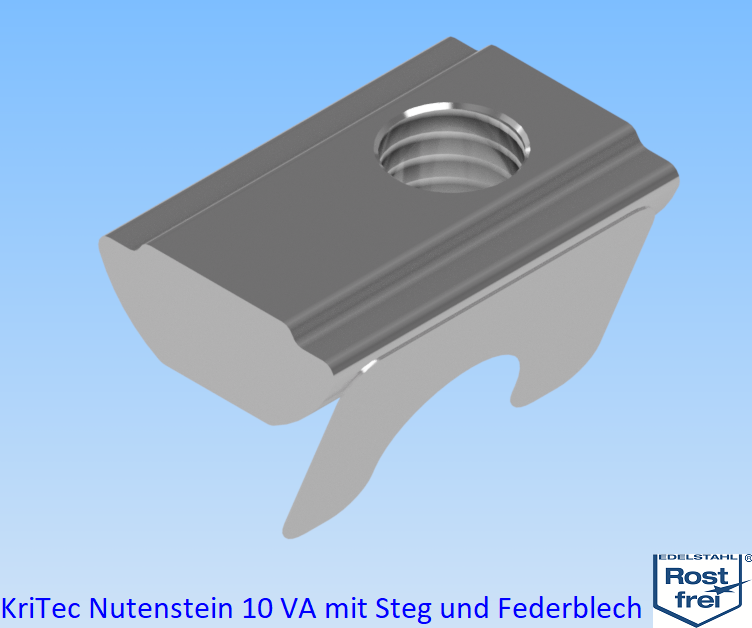 KriTec Nutenstein 10 VA mit Steg und Federblech