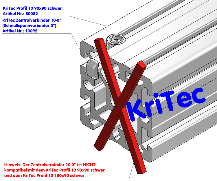 KriTec Zentralverbinder 10-0° (Schnellspannverbinder 0°)