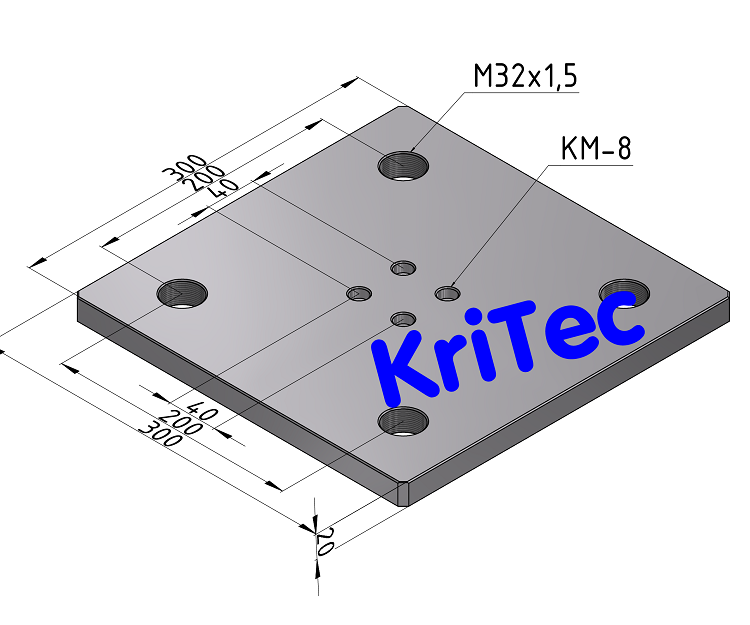 KriTec Portalplatte, Aluminium, 300x300x20 für Profil 8 80x80