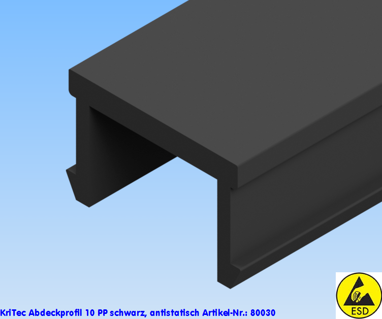 KriTec Abdeckprofil 10 PP schwarz, antistatisch
