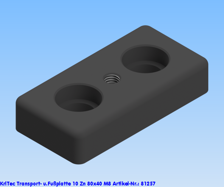 KriTec Transport- und Fußplatte 10 Zn 80x40 M8