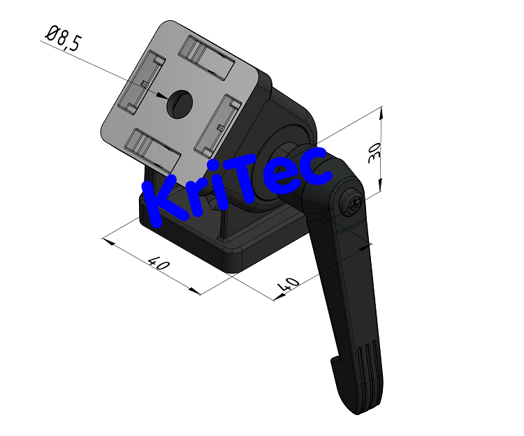 KriTec Gelenk 8 40x40 mit Klemmhebel, Premium, schwarz