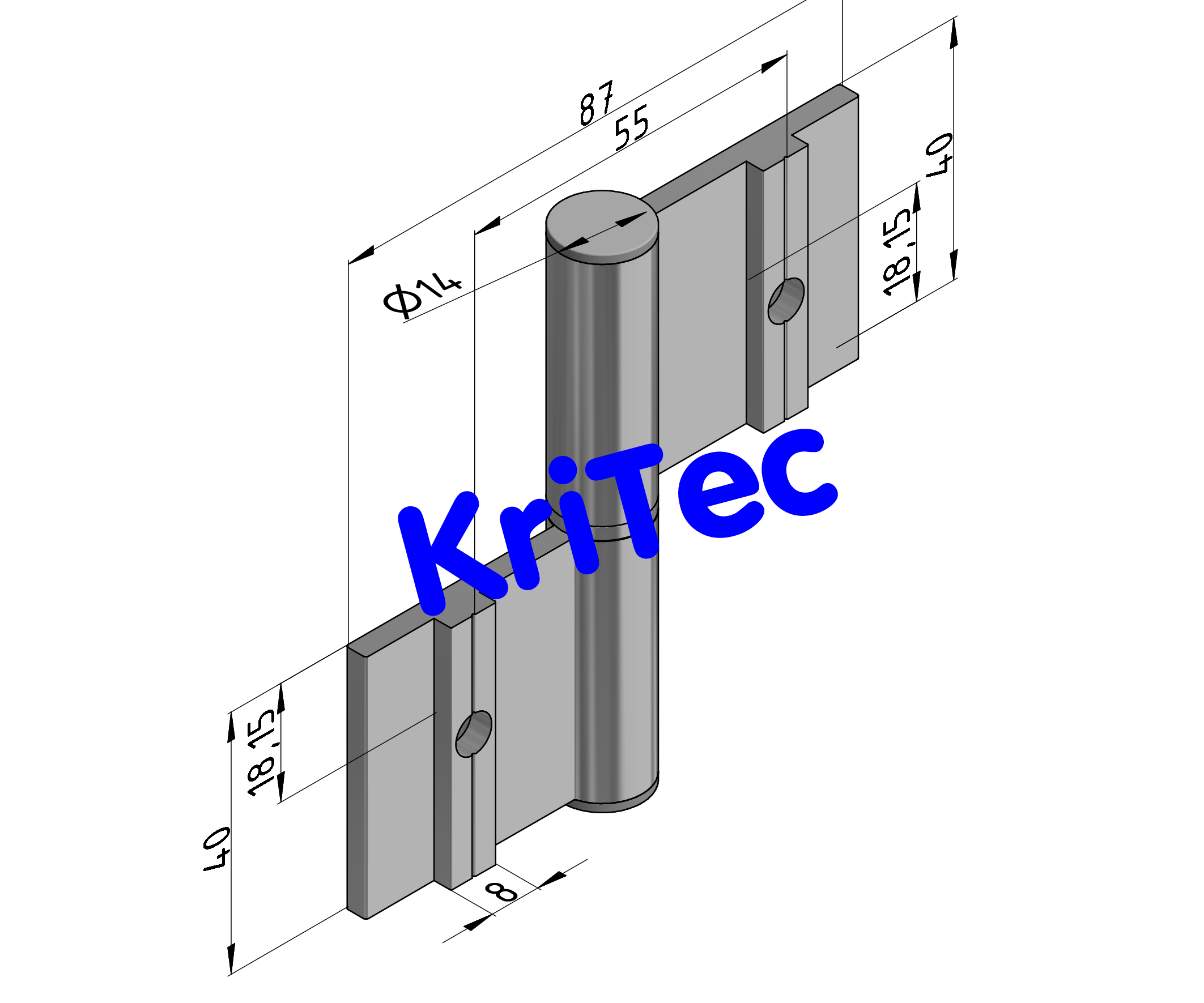 KriTec Scharnier 8 Al mit Steg Premium