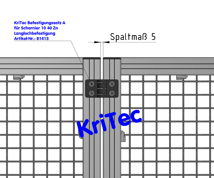 KriTec Scharnier 10 40 Zn vertikal