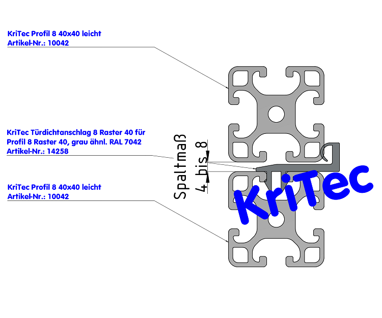 KriTec Türdichtanschlag 8 Raster 40 für Profil 8 Raster 40