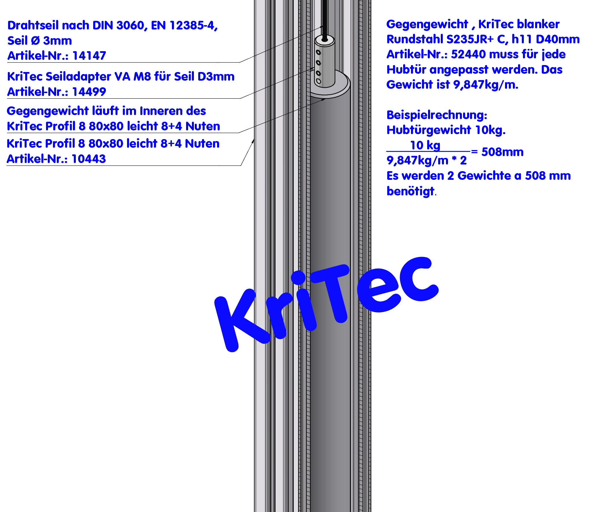 KriTec Seiladapter VA M8 für Seil D3mm