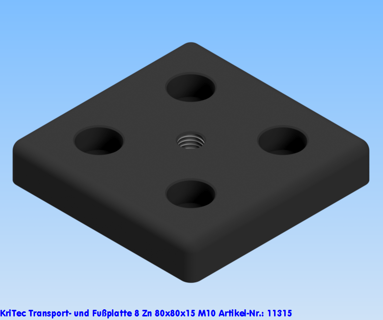 KriTec Transport- und Fußplatte 8 Zn 80x80x15 M10