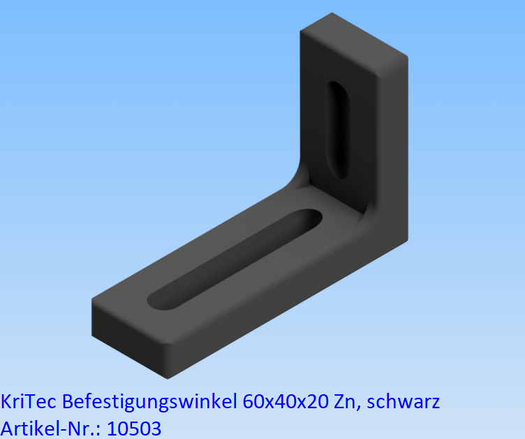 KriTec Befestigungswinkel 60x40x20 Zn, schwarz
