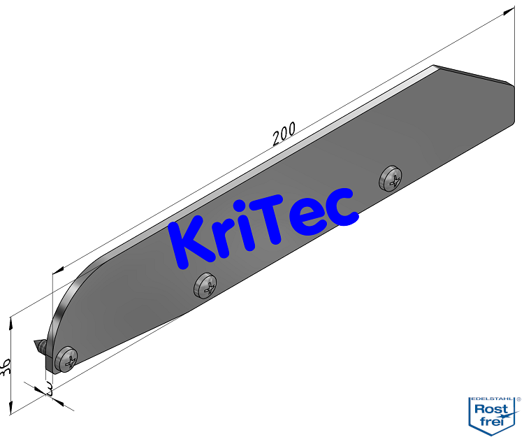 KriTec Regalboden-Abdeckkappensatz 8 200 hoch ohne Bordkante VA, rostfrei