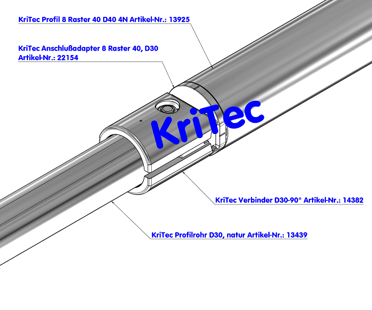 KriTec Anschlußadapter 8 Raster 40, D30