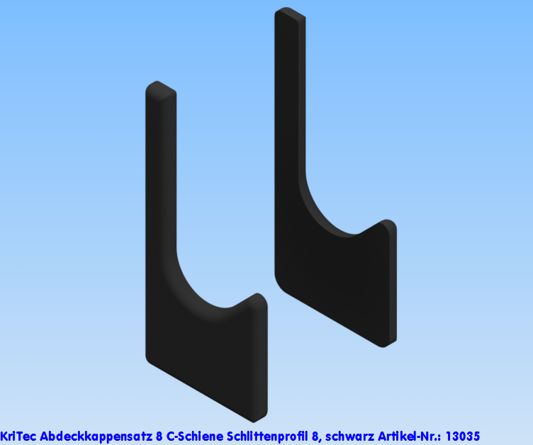 KriTec C-Schiene, Schlittenprofil-Abdeckkappensatz 8, schwarz